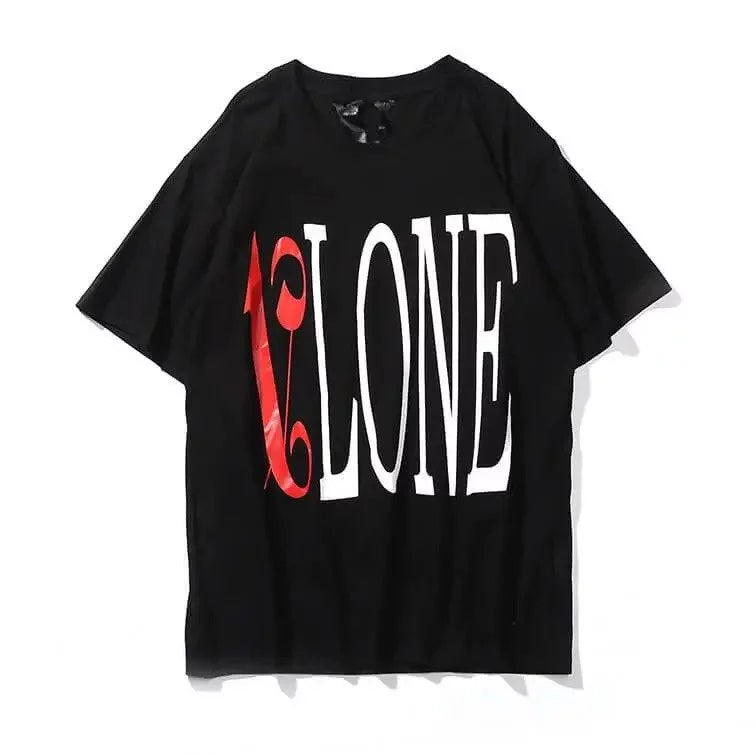 Vlone X Palm Angels Red‑Black Graphic Short‑Sleeve T‑Shirt