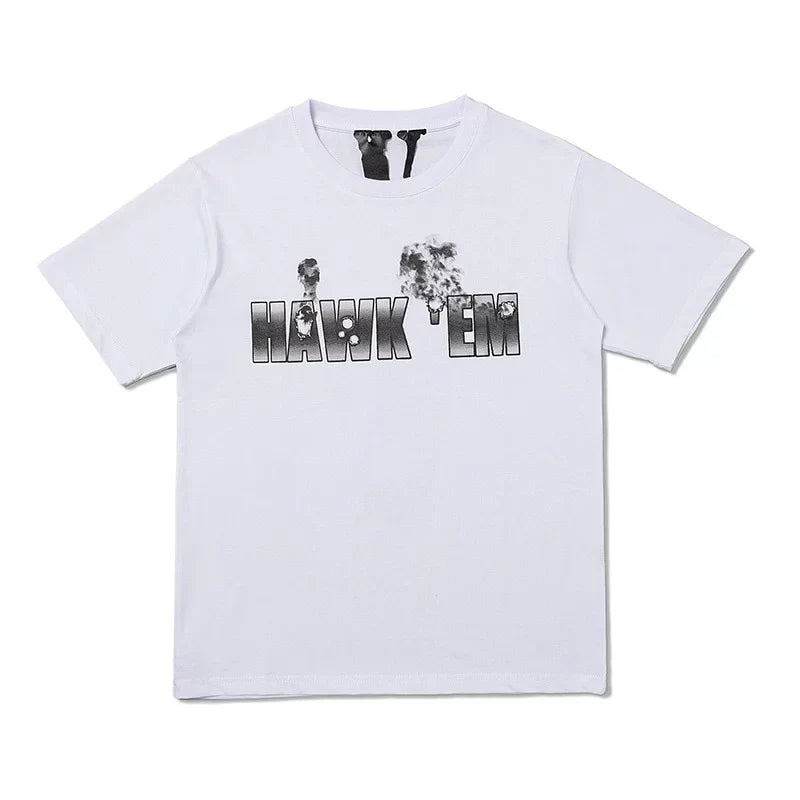 Vlone Make Em Skull Letter Graphic White Short Sleeve T‑Shirt