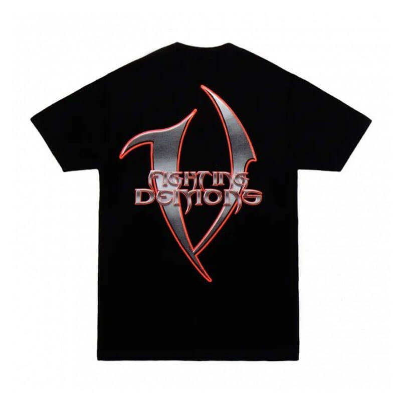 Vlone 999 Metallic Red Outline Graphic Short Sleeve T‑Shirt