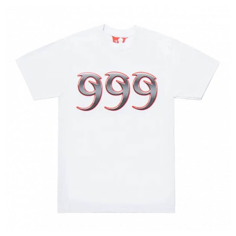 Vlone 999 Metallic Red Outline Graphic Short Sleeve T‑Shirt