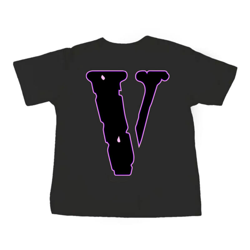 Vlone Purple Star Gothic Letter Graphic Short Sleeve T‑Shirt