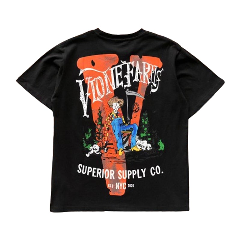 Vlone Farms Big V Scarecrow Graphic Short Sleeve T‑Shirt
