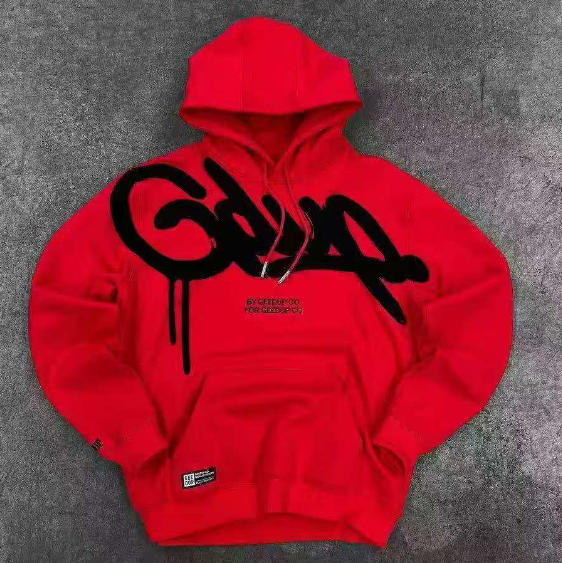 Geedup Red Black Graffiti Logo Hoodie