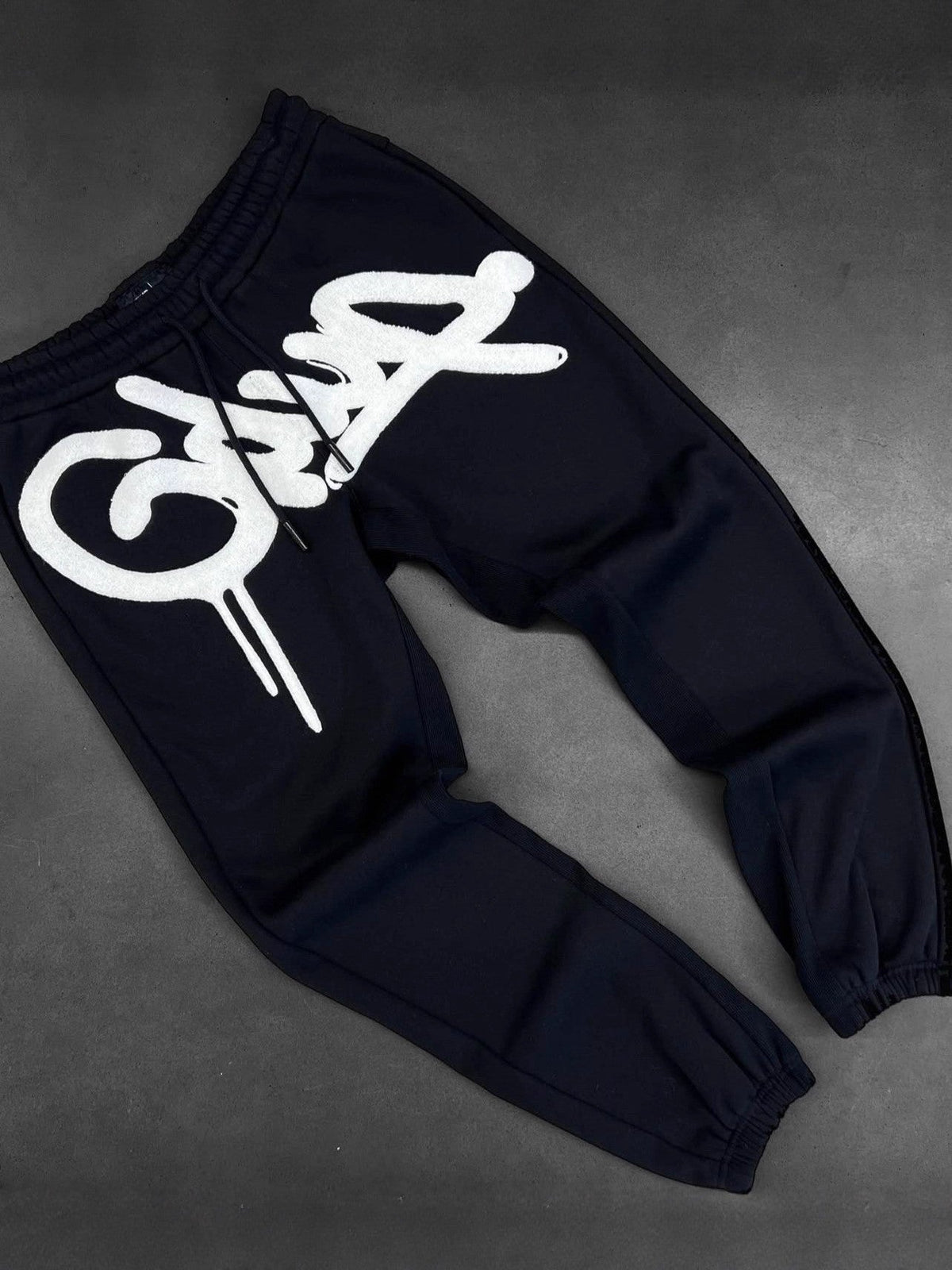 Geedup Black White Graffiti Logo Sweatpants