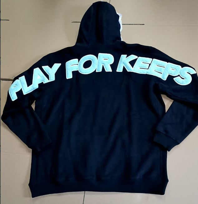 Geedup Navy Light Cyan Play For Keeps Hoodie