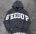 Geedup Dark Gray White Arch Logo Hoodie
