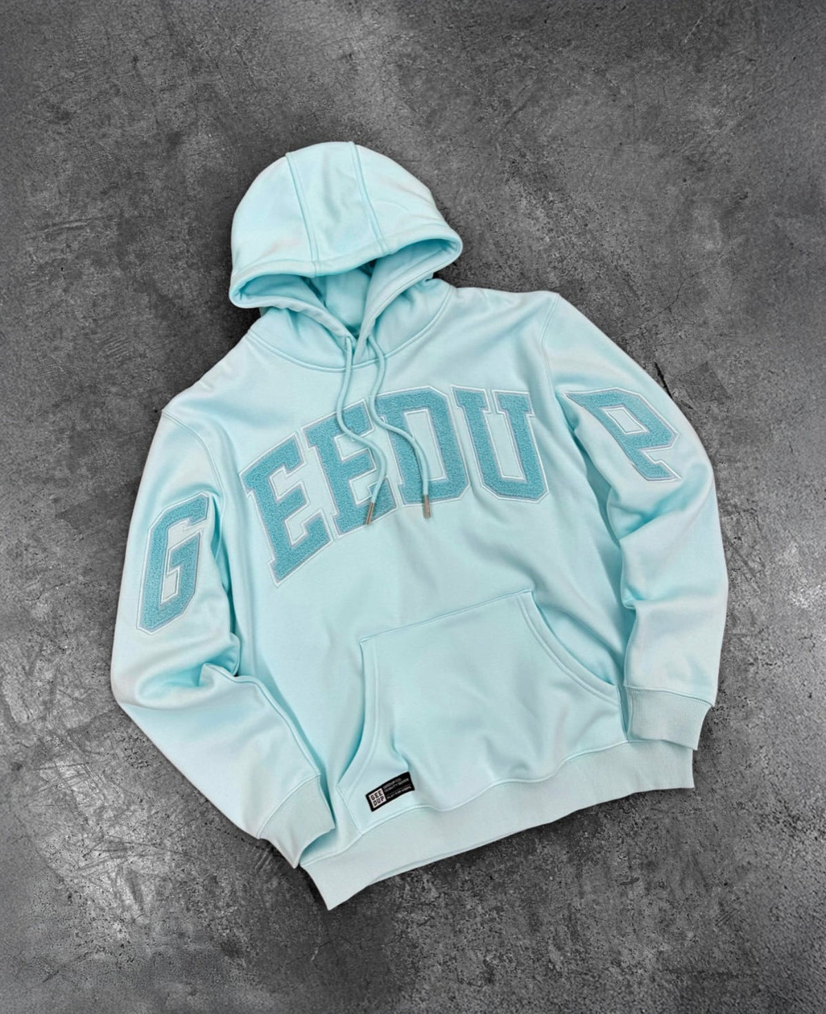 Geedup Light Cyan Navy Outline Arch Logo Hoodie