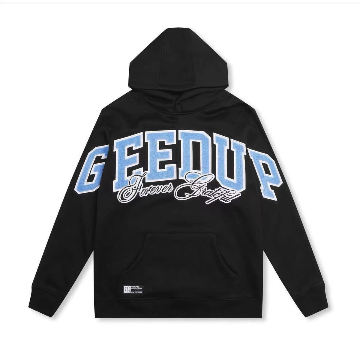 Geedup Black Light Blue Forever Grateful Hoodie