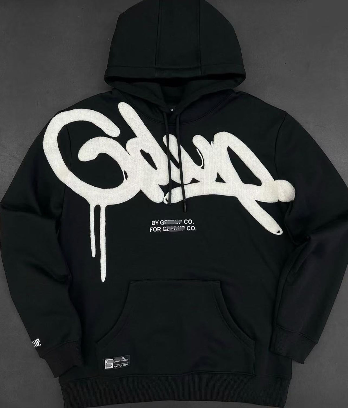 Geedup Black White Graffiti Logo Hoodie