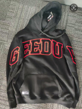Geedup Black Red Outline Arch Logo Hoodie