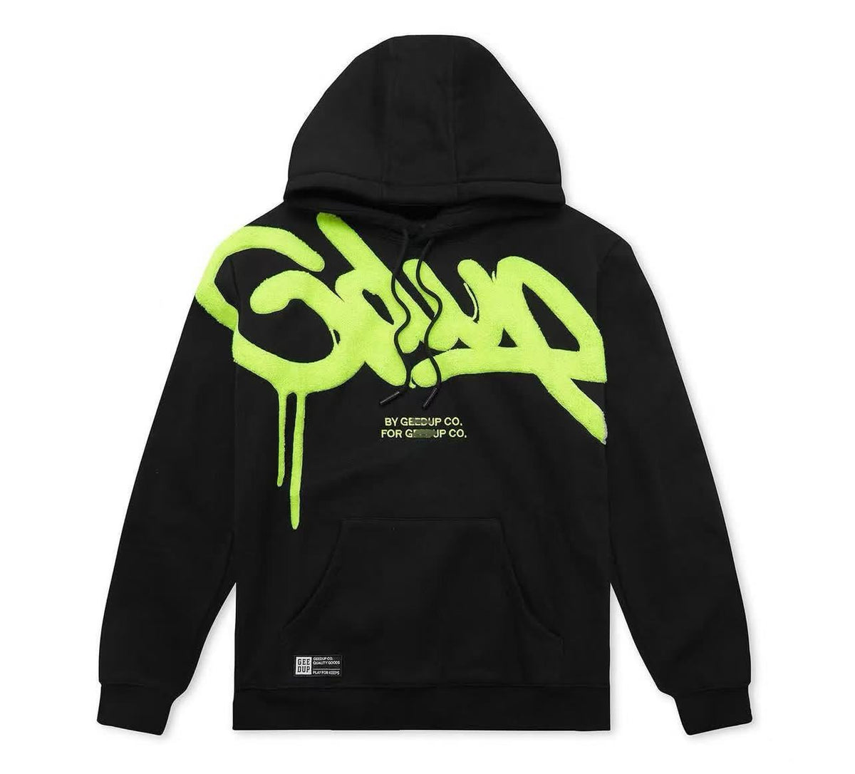 Geedup Black Neon Green Graffiti Logo Hoodie
