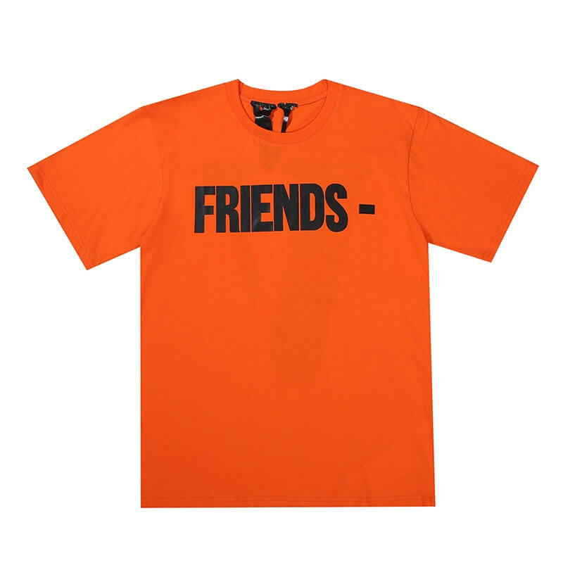Vlone Friends‑ Bold Black Text Orange Short Sleeve T‑Shirt