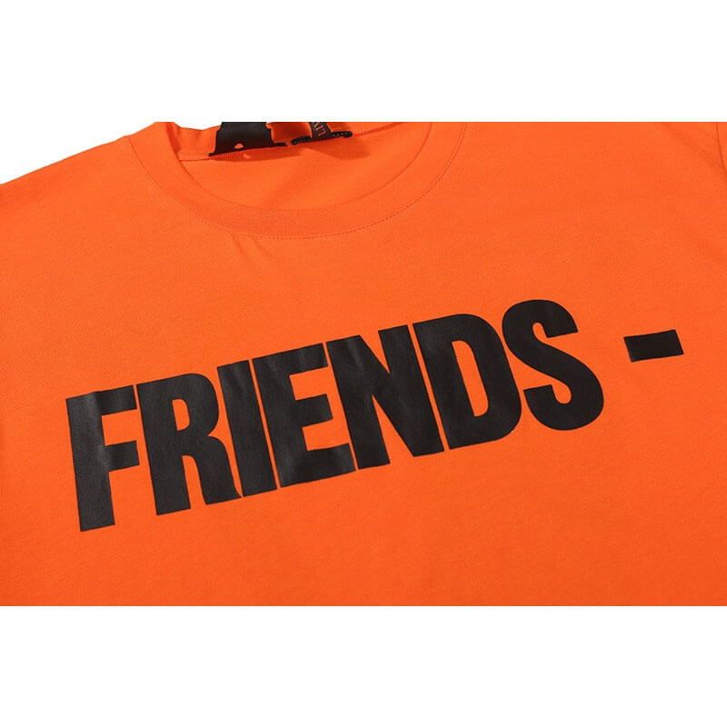 Vlone Friends‑ Bold Black Text Orange Short Sleeve T‑Shirt