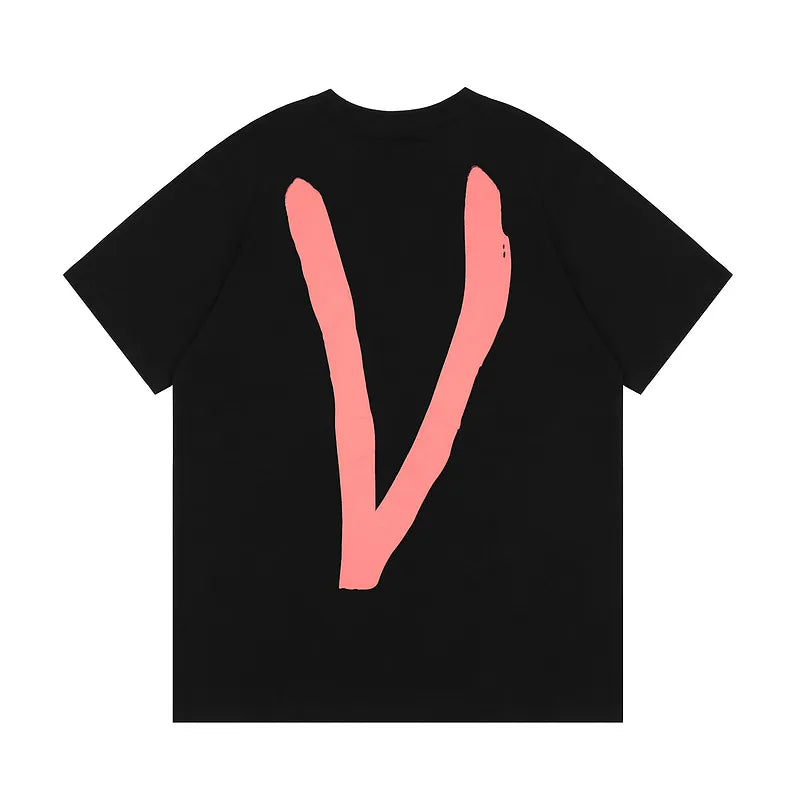 Vlone Love Pink V Hand‑Drawn Graphic Short Sleeve T‑Shirt
