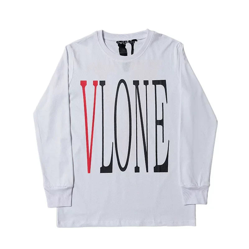 Vlone Front Two‑Tone Logo White Long Sleeve T‑Shirt