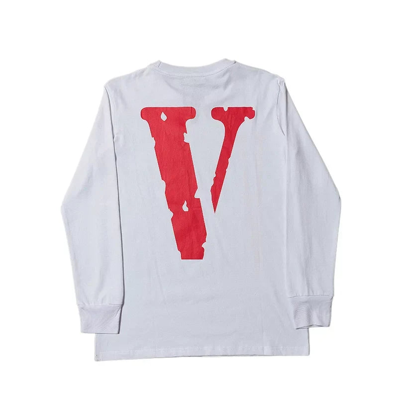 Vlone Front Two‑Tone Logo White Long Sleeve T‑Shirt