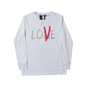 Vlone Back Big Red V Logo White Long Sleeve T‑Shirt