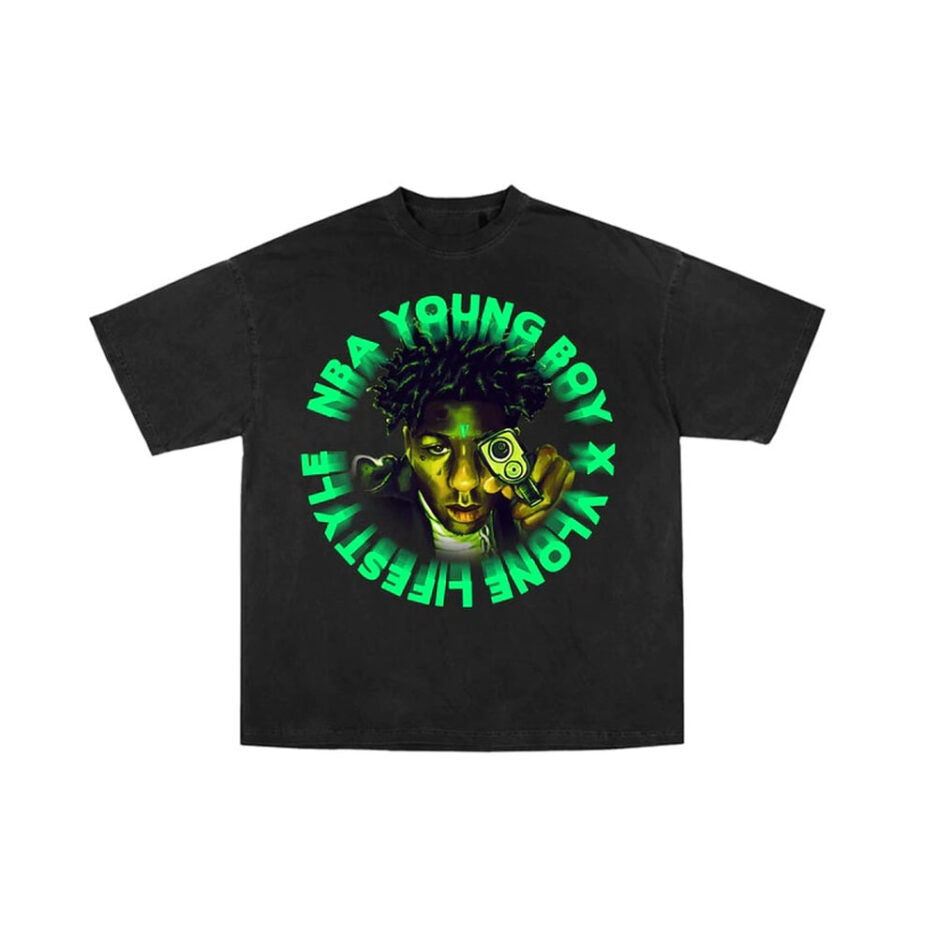 Vlone NBA Youngboy Circular Portrait Oversized Short Sleeve T‑Shirt